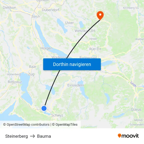 Steinerberg to Bauma map