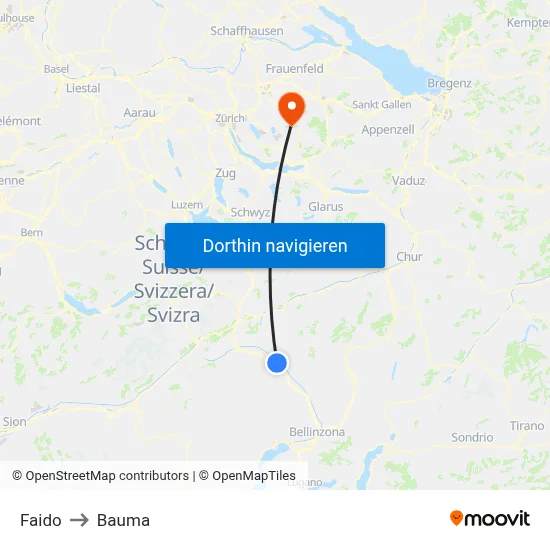 Faido to Bauma map