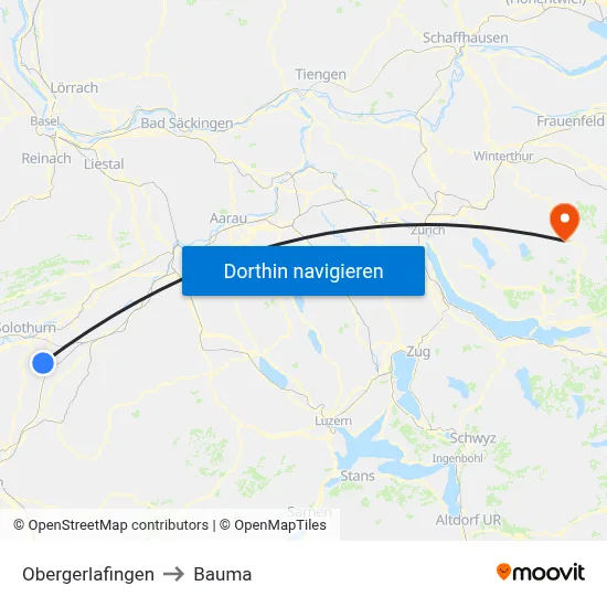 Obergerlafingen to Bauma map