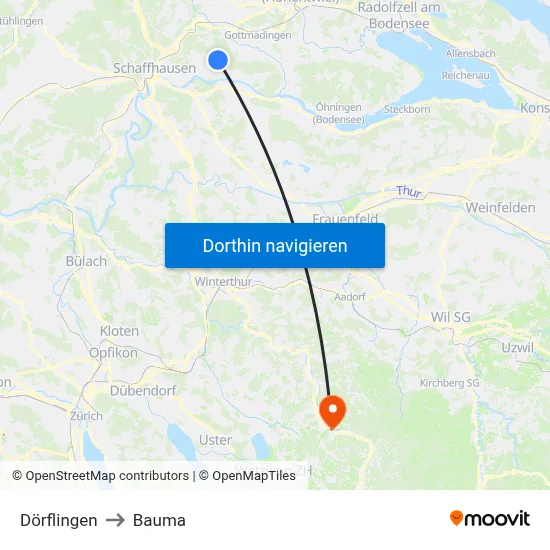 Dörflingen to Bauma map