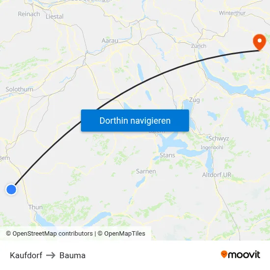 Kaufdorf to Bauma map