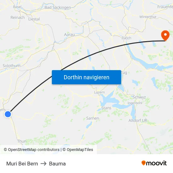 Muri Bei Bern to Bauma map