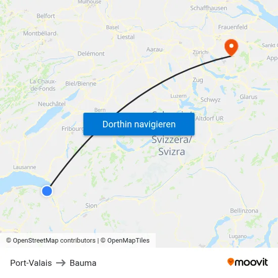 Port-Valais to Bauma map