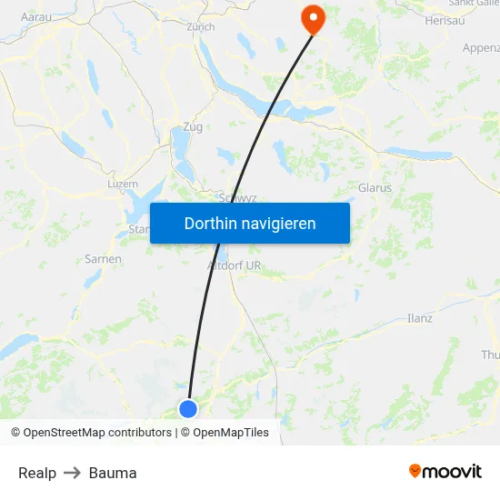 Realp to Bauma map
