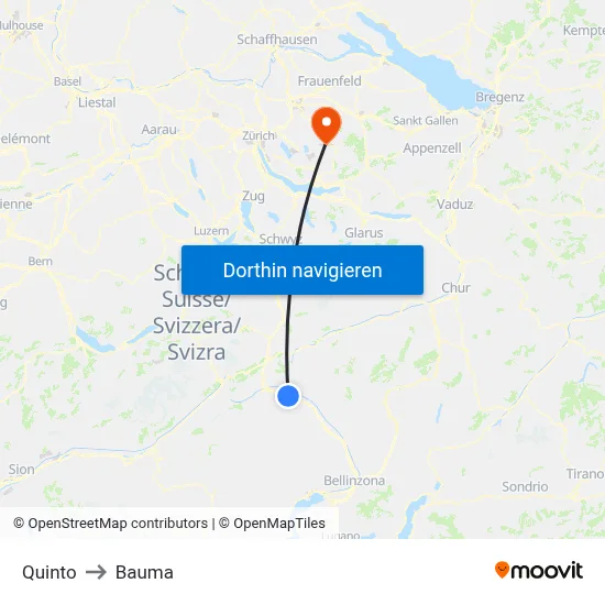 Quinto to Bauma map