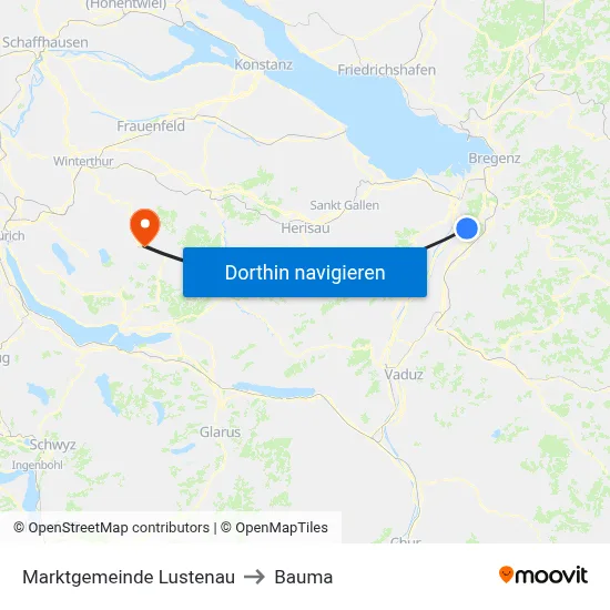 Marktgemeinde Lustenau to Bauma map