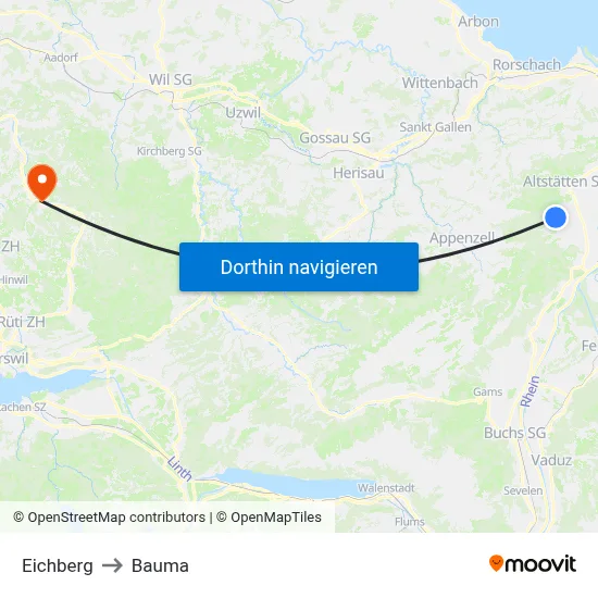 Eichberg to Bauma map
