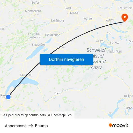 Annemasse to Bauma map