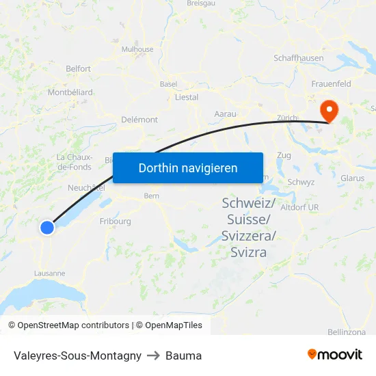 Valeyres-Sous-Montagny to Bauma map