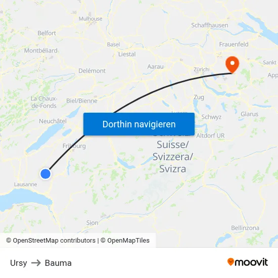 Ursy to Bauma map