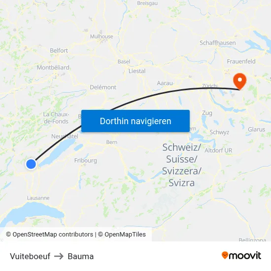 Vuiteboeuf to Bauma map
