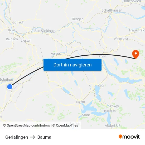 Gerlafingen to Bauma map