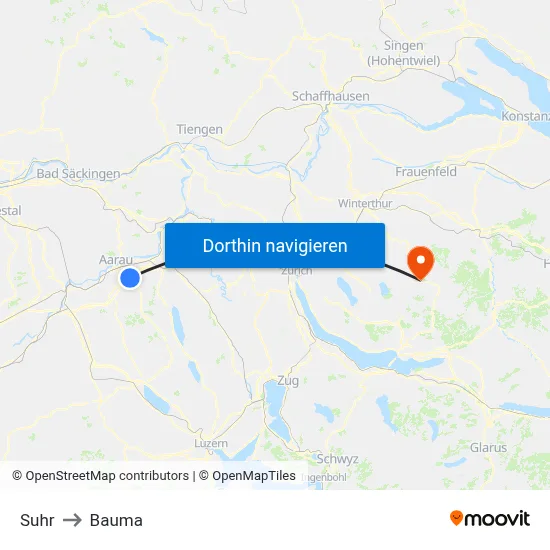 Suhr to Bauma map