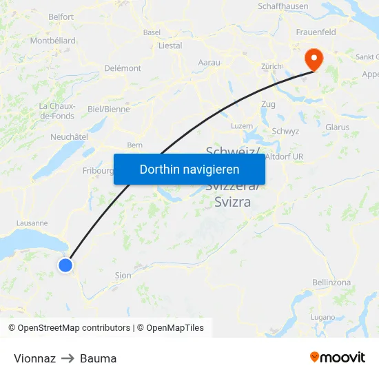 Vionnaz to Bauma map