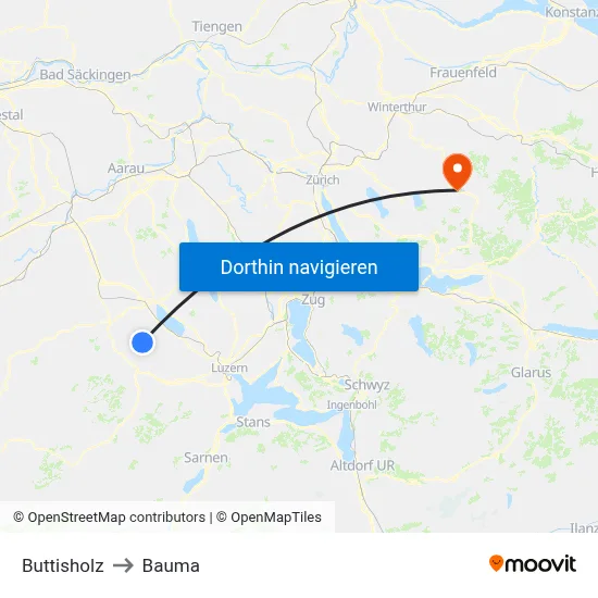 Buttisholz to Bauma map