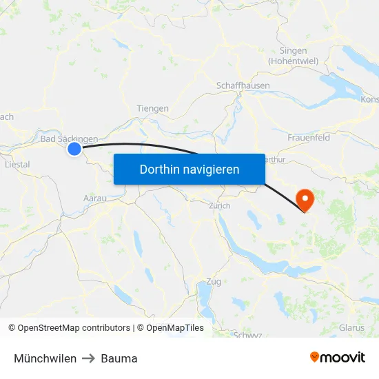 Münchwilen to Bauma map