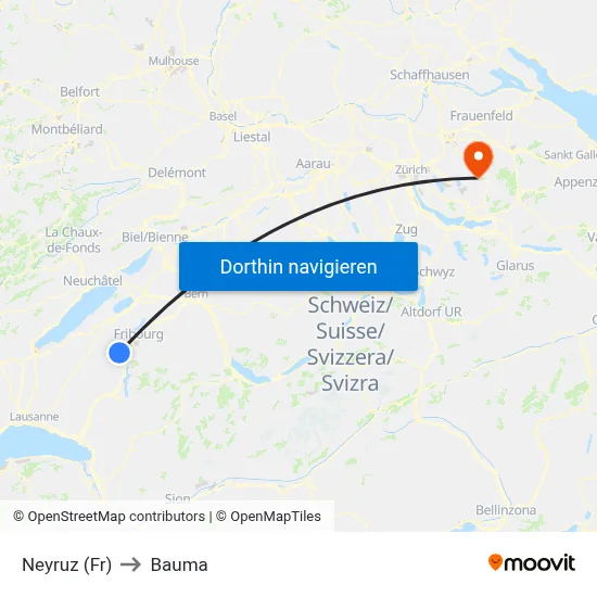 Neyruz (Fr) to Bauma map