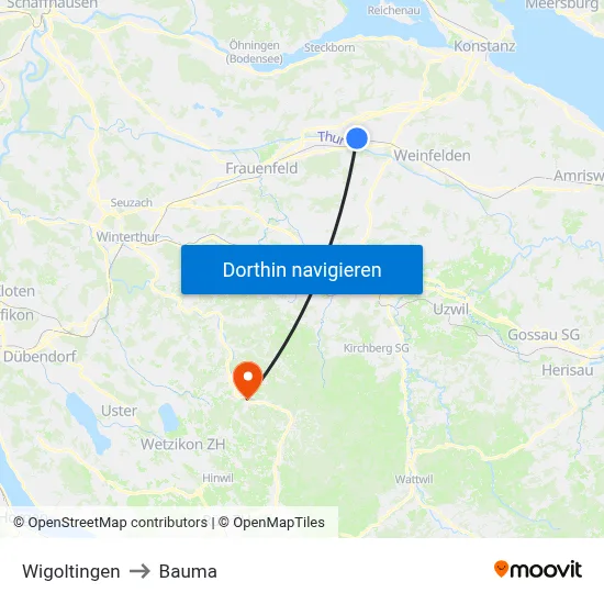 Wigoltingen to Bauma map