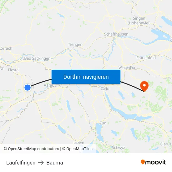 Läufelfingen to Bauma map