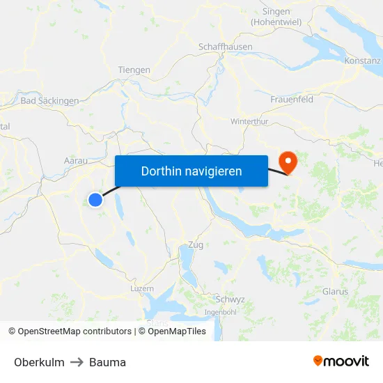 Oberkulm to Bauma map