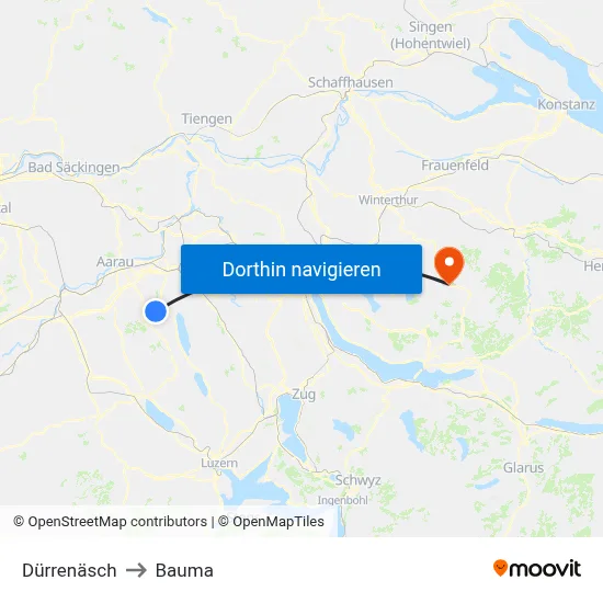 Dürrenäsch to Bauma map