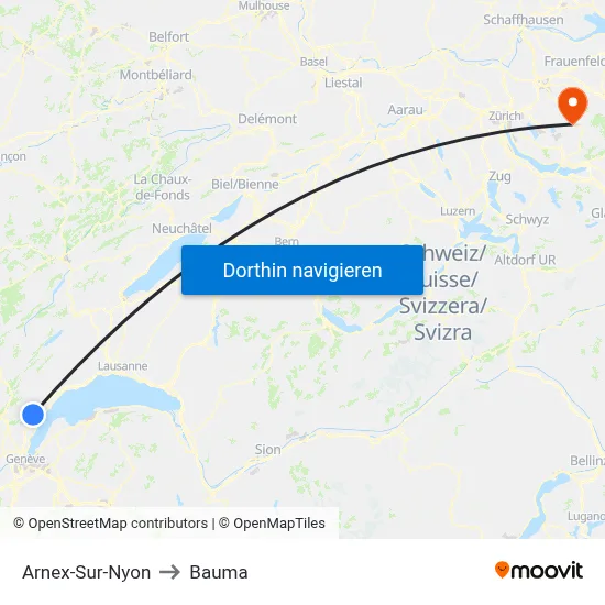 Arnex-Sur-Nyon to Bauma map