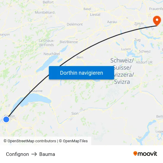 Confignon to Bauma map
