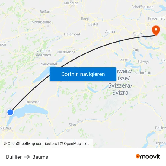 Duillier to Bauma map