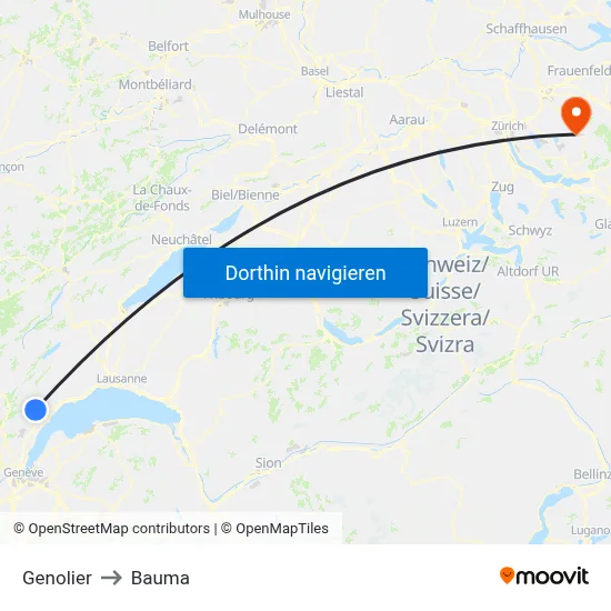 Genolier to Bauma map