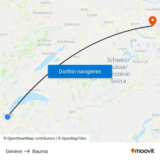 Genève to Bauma map