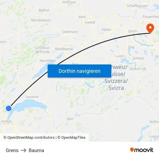 Grens to Bauma map