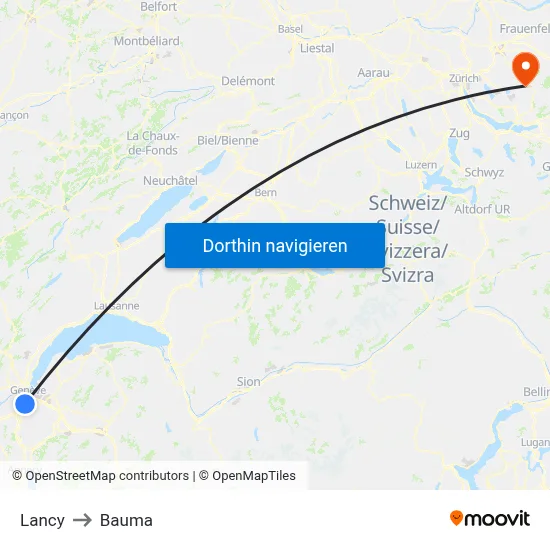Lancy to Bauma map