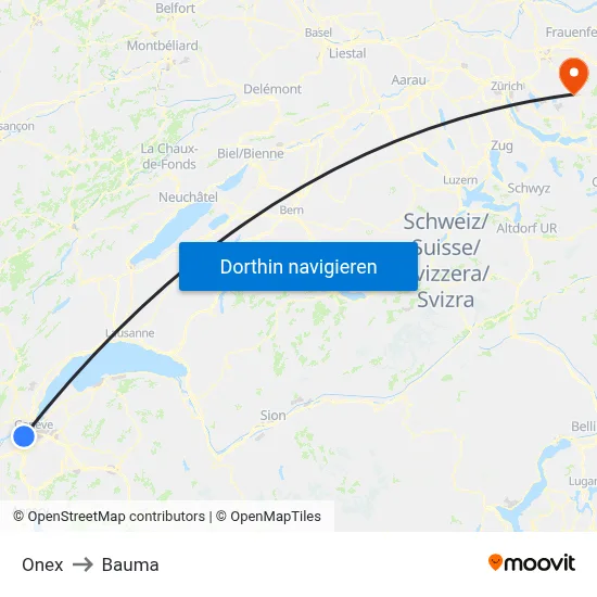 Onex to Bauma map