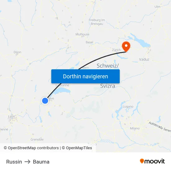 Russin to Bauma map