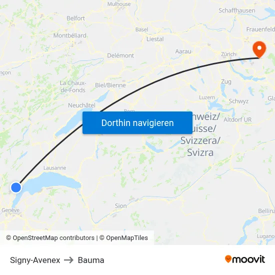 Signy-Avenex to Bauma map