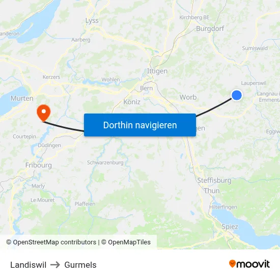 Landiswil to Gurmels map