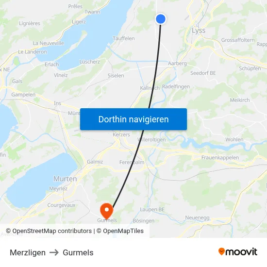 Merzligen to Gurmels map