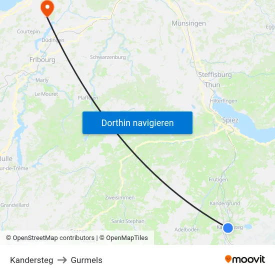 Kandersteg to Gurmels map