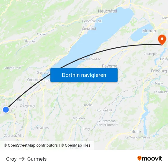 Croy to Gurmels map