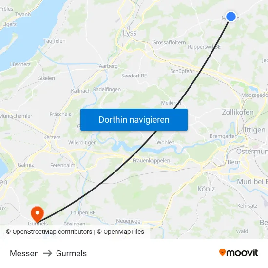 Messen to Gurmels map