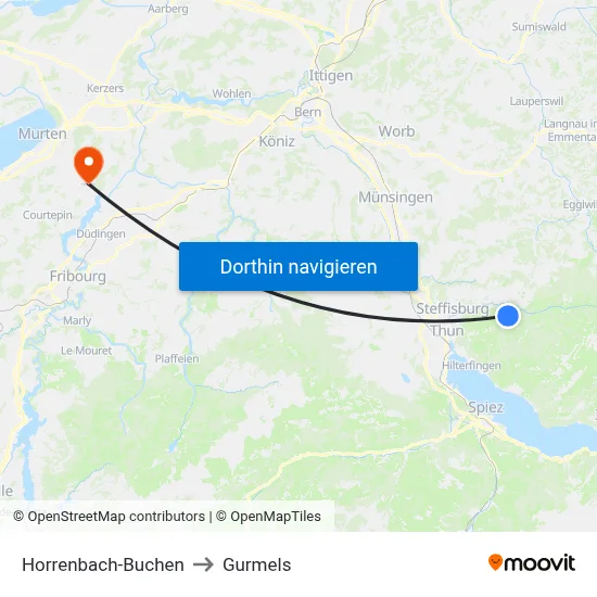 Horrenbach-Buchen to Gurmels map