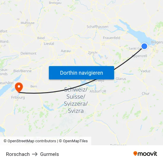 Rorschach to Gurmels map