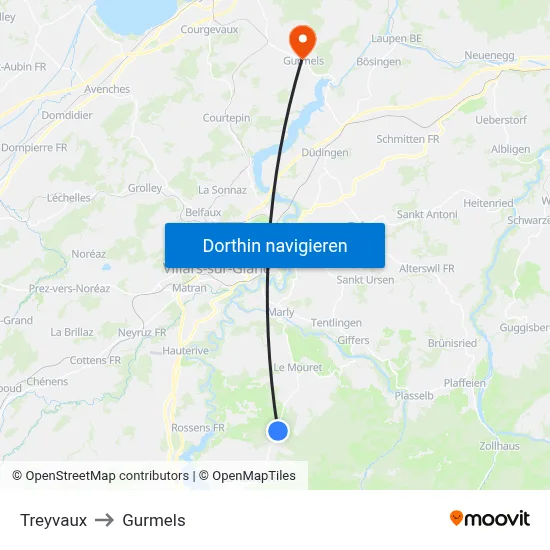 Treyvaux to Gurmels map