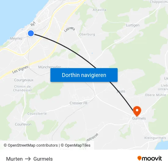 Murten to Gurmels map