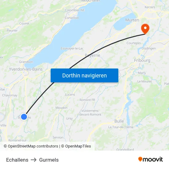 Echallens to Gurmels map