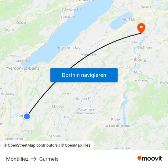 Montilliez to Gurmels map
