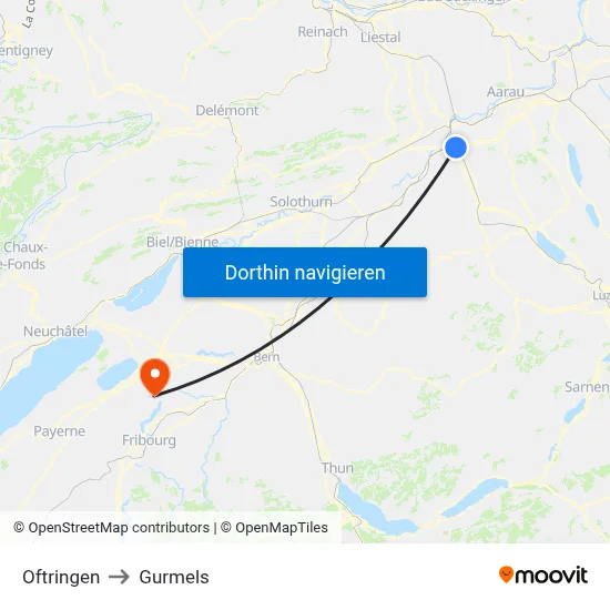 Oftringen to Gurmels map