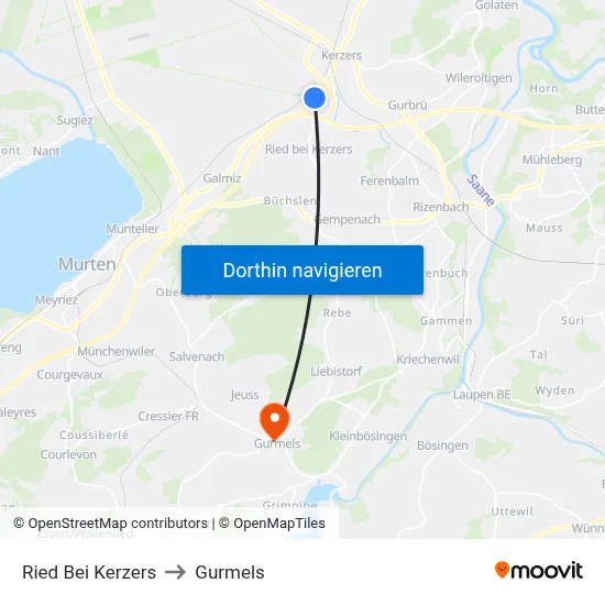 Ried Bei Kerzers to Gurmels map