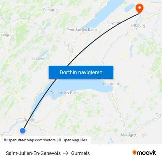 Saint-Julien-En-Genevois to Gurmels map