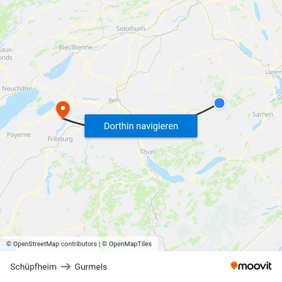 Schüpfheim to Gurmels map